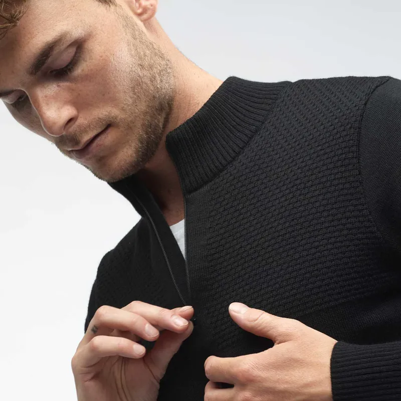 Henjl Jerden Mens Merino Wool Sweater - Black-3